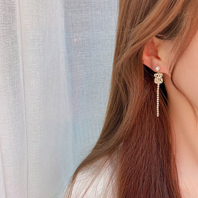 Diamond Bear Asymmetrical Earrings